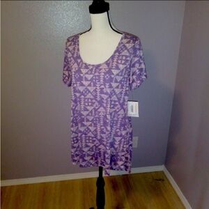 NWT Lularoe purple geometrical print short sleeve shirt